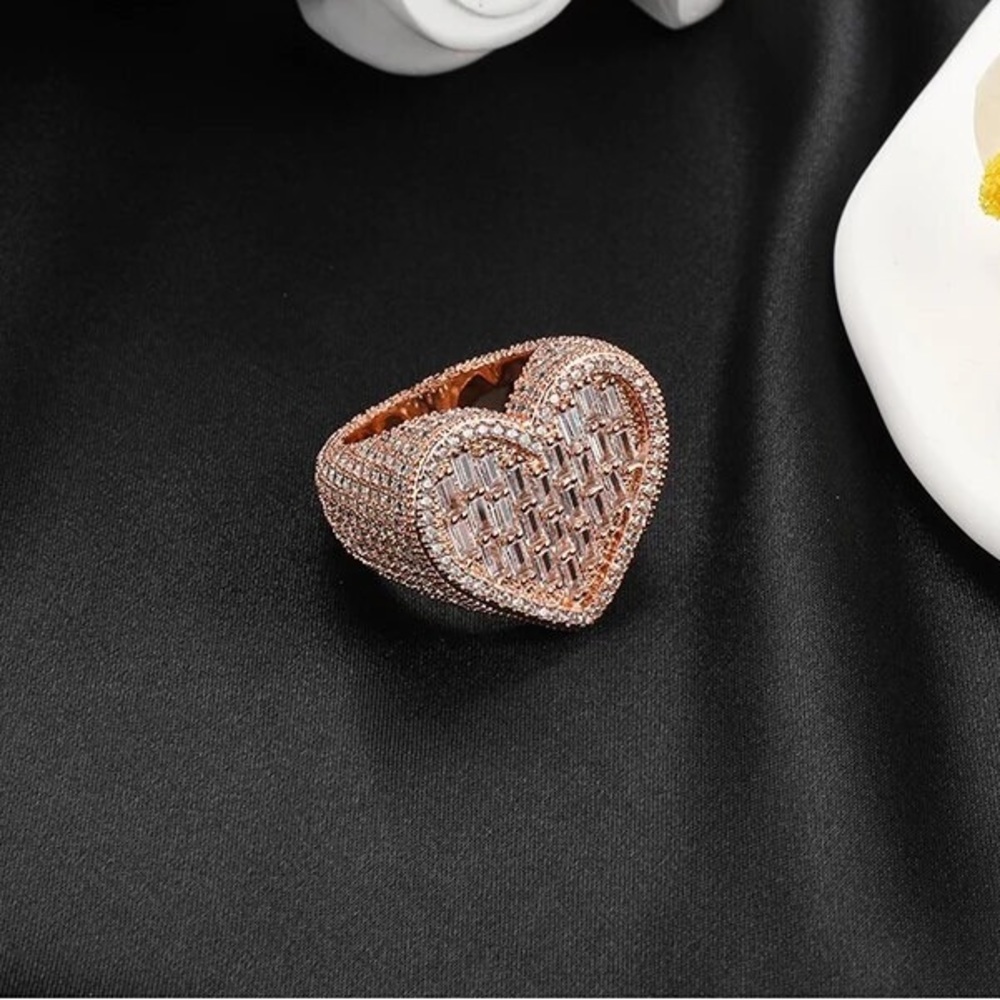 Heart rose gold ring cubic zirconia 6 NWT jewelry accessories